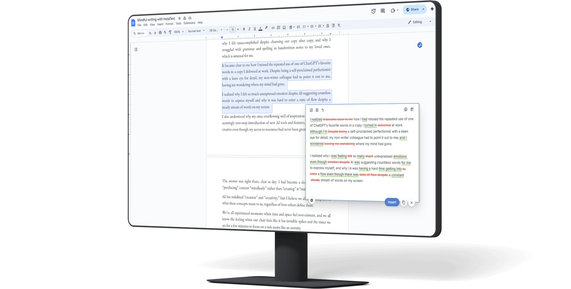 InstaText within Google Docs
