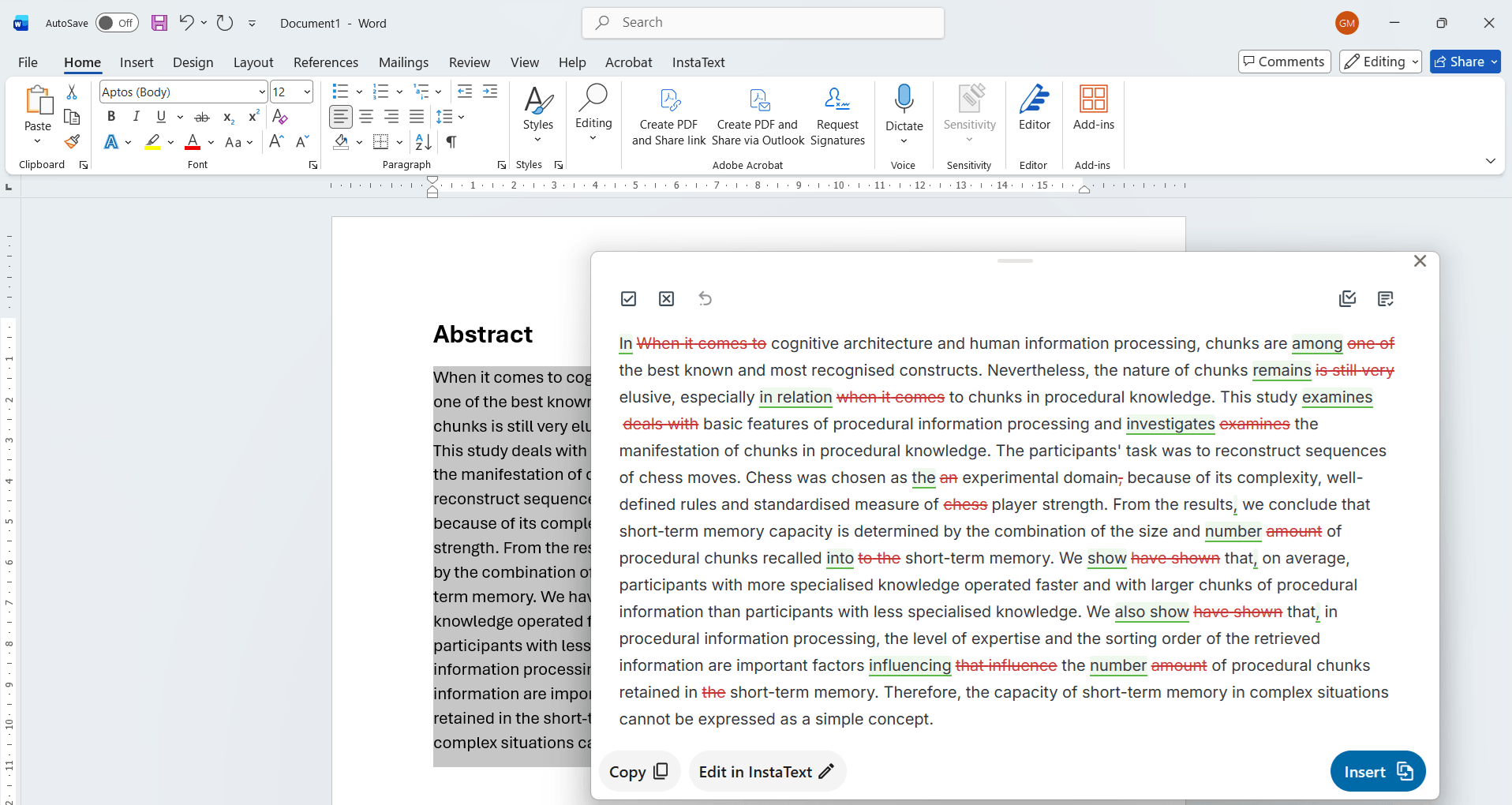InstaText desktop application