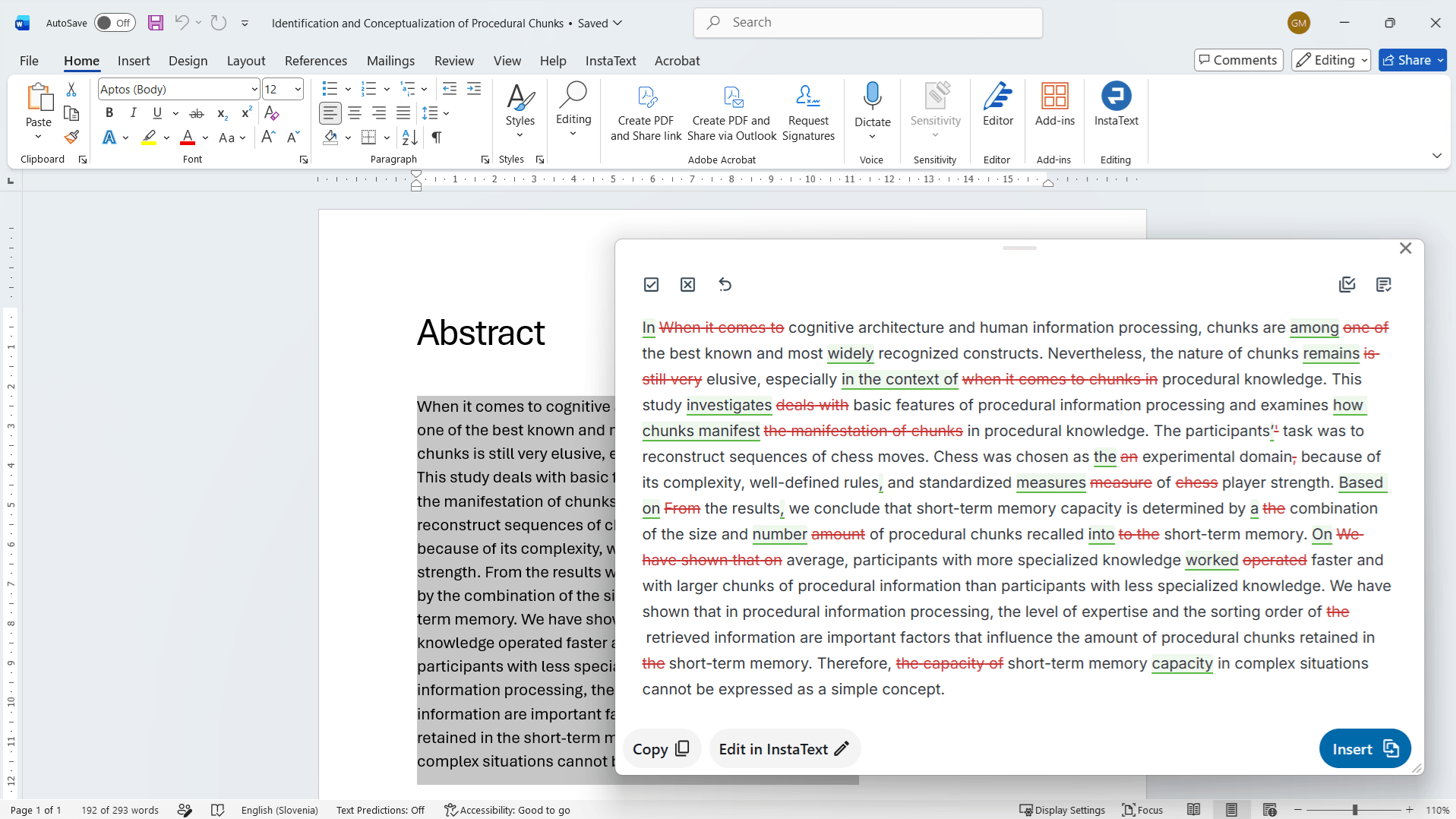 InstaText desktop application